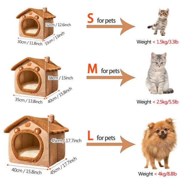 Foldable Pet House - Removable & Washable Cat Cave | Cozy Bed for Small Dogs & Cats - Image 2